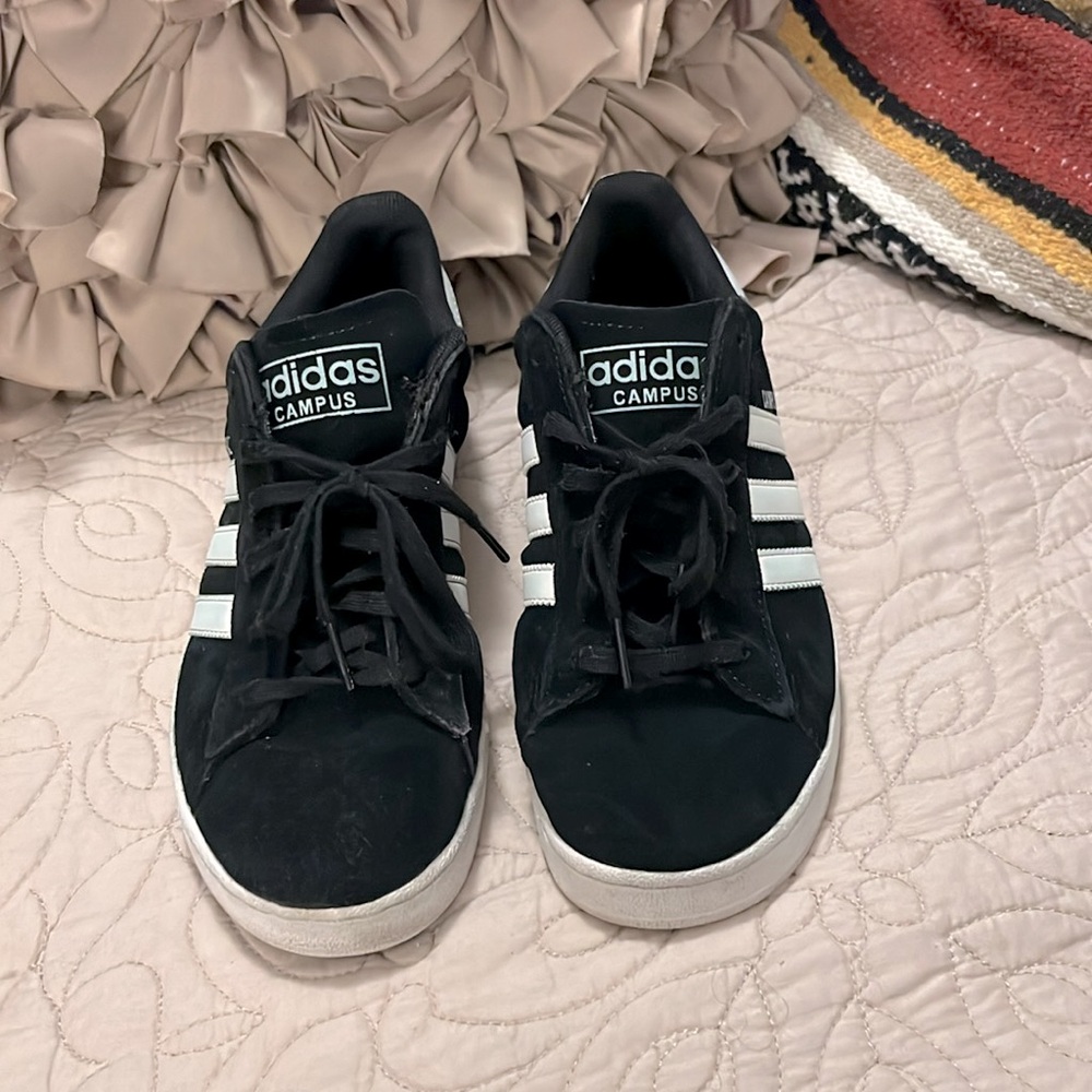 Adidas Campus Black Suede Ortholite Low-top Lace Up Sneakers Sz 5.5